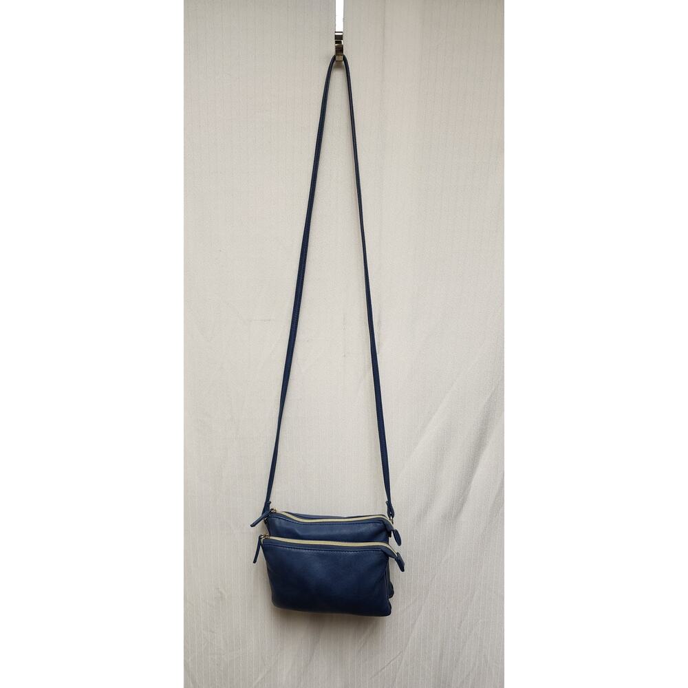 Safe Keeper Faux Leather Double Compartment Layout Crossbody Navy Blue Bag